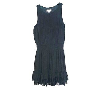 Jessica Simpson Knife Pleat Lace Trim Smocked Whimsigoth Dress Sz Med Black